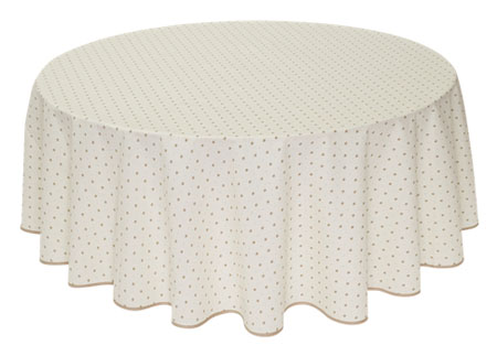 French Round Tablecloth coated or cotton Calissons raw beige - Click Image to Close